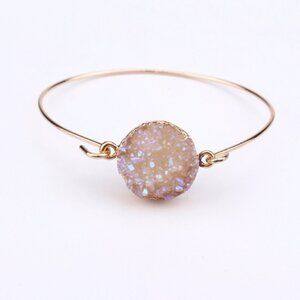 Beige Druzy Resin Bangle Bracelet